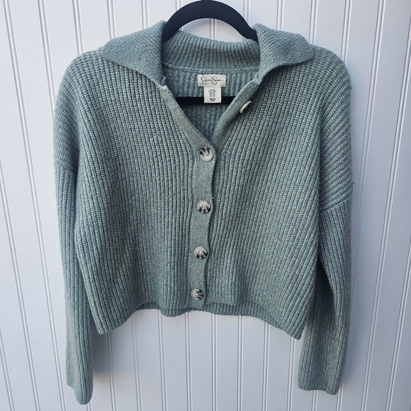 Jessica Simpson Cozy Green Button-Up Sweater Womens XS - Picture 1 of 3